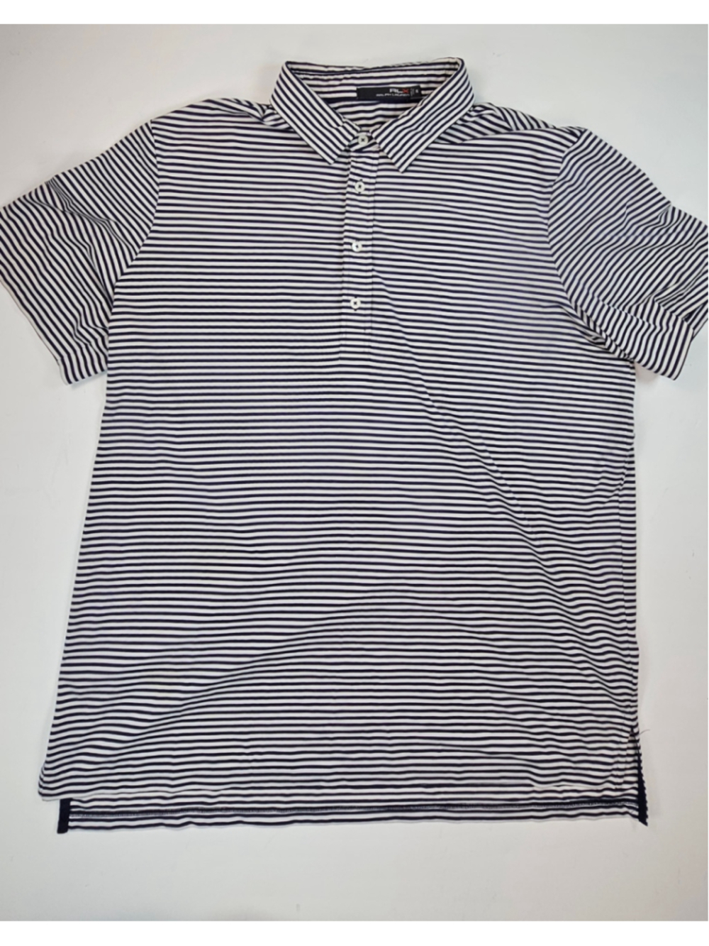 RLX Ralph Lauren Polo Shirt Mens XL Navy White Stripe Golf Performance Stretch